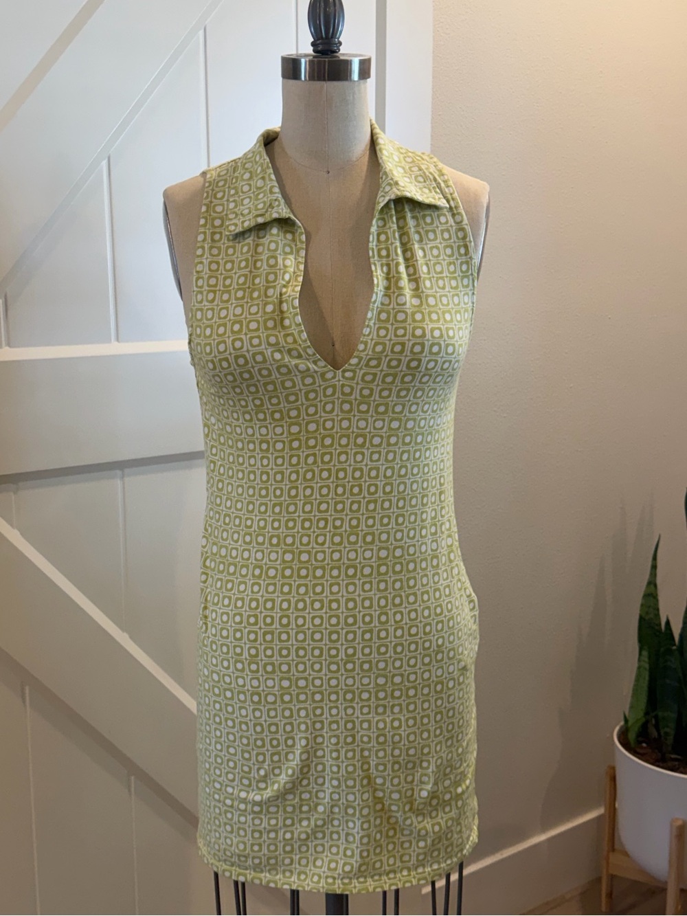 Motel Rocks Lime and White Geometric Mini Dress